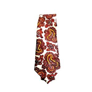 Vintage funky 1970+ Kelly 1 Neck Tie Statement Paisley USA Bright Colorful Euc